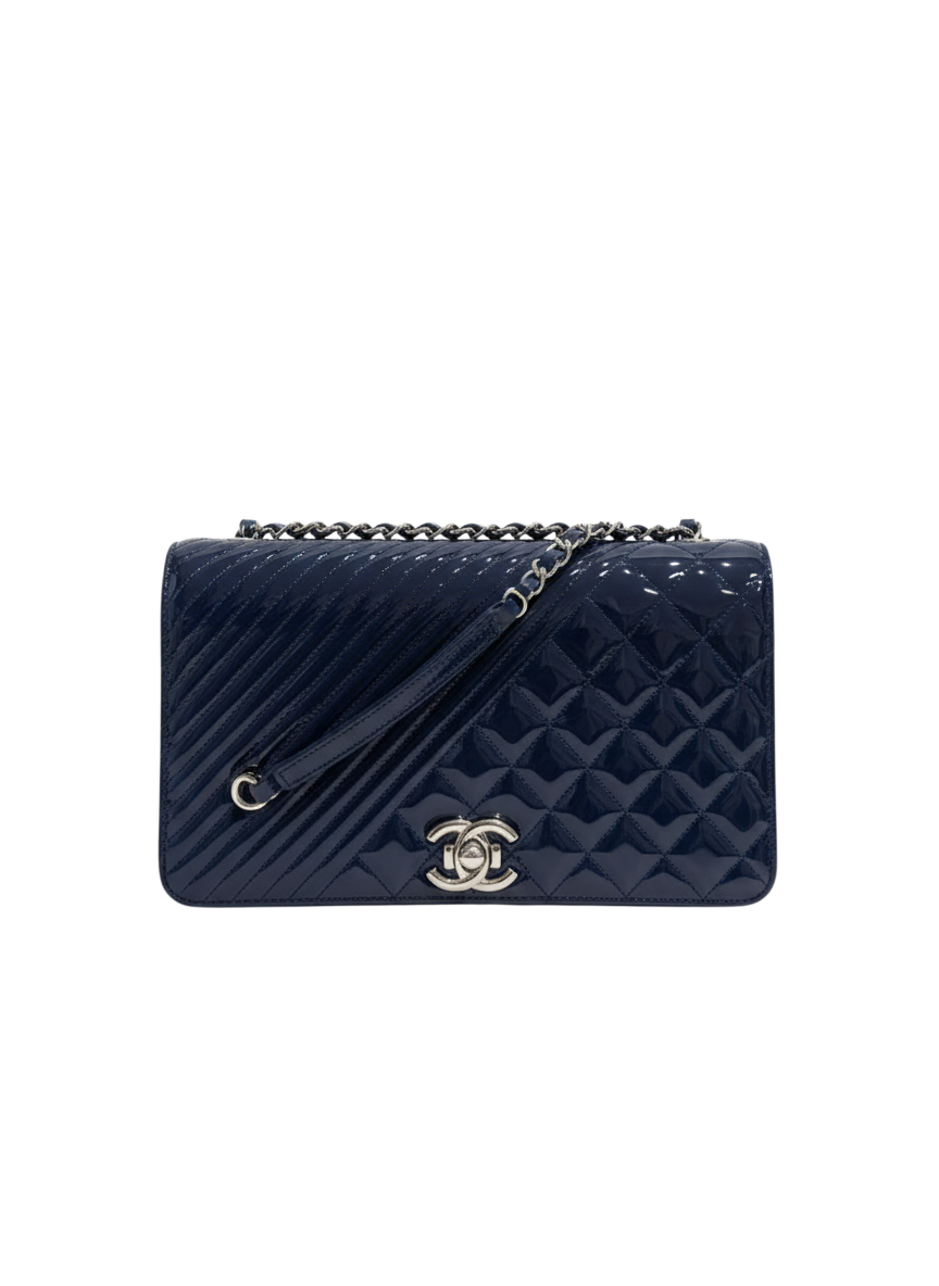 Chanel Medium Patent Coco Boy Flap Blue Patent 2016-2017