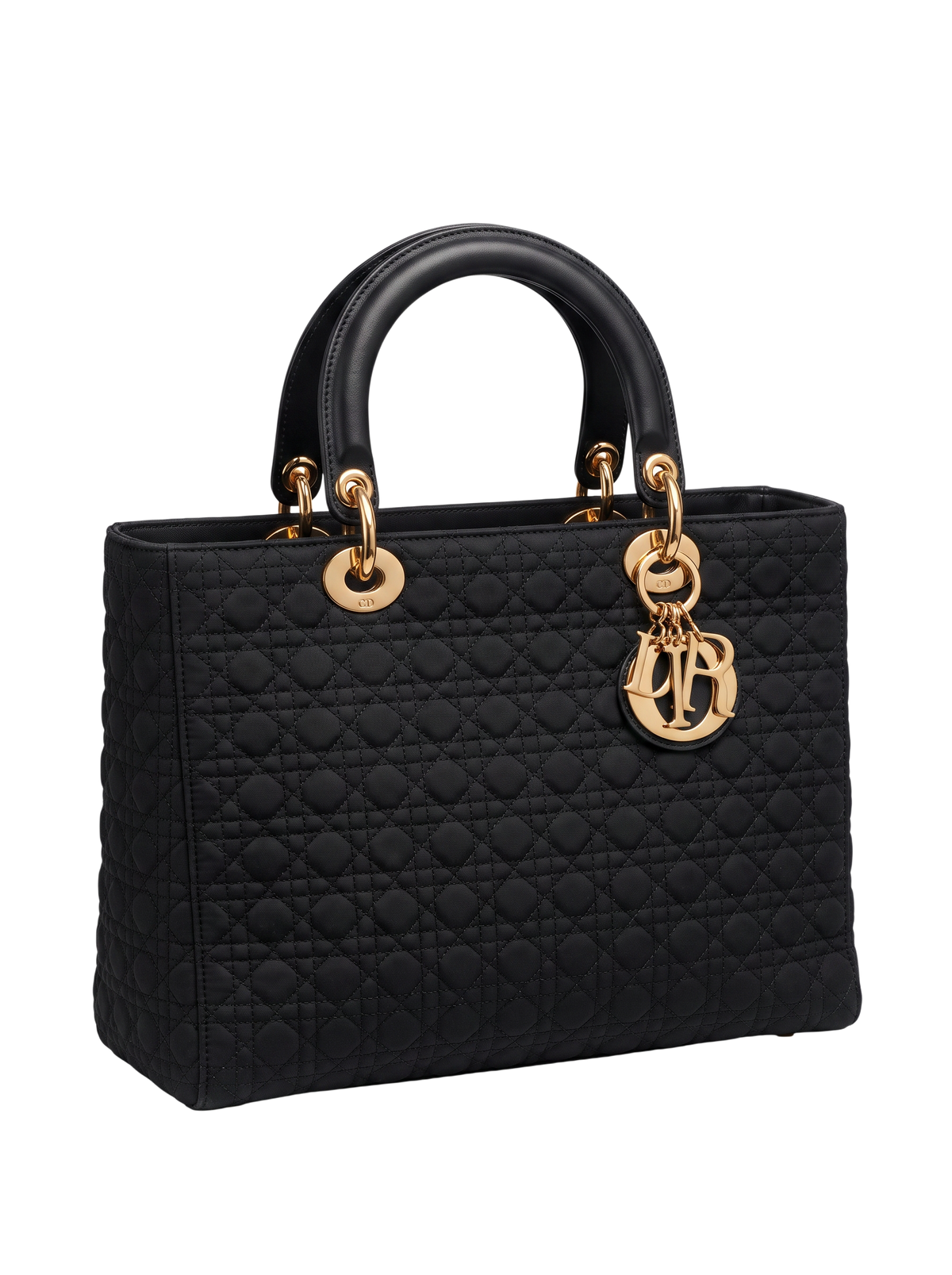 Dior Lady Dior Nylon Cannage Double Pocket Large Black