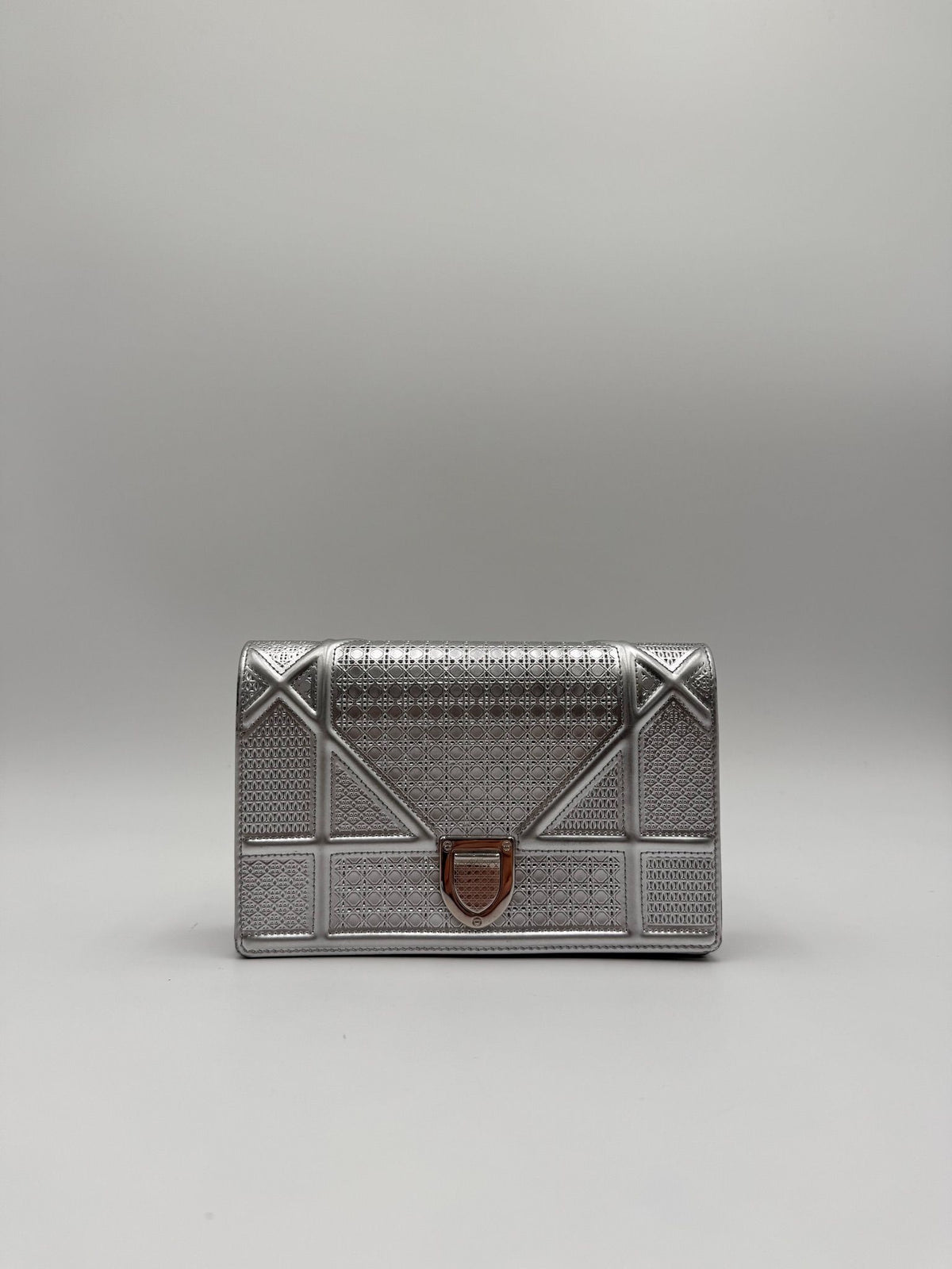 Dior Diorama WOC Silver Microcannage