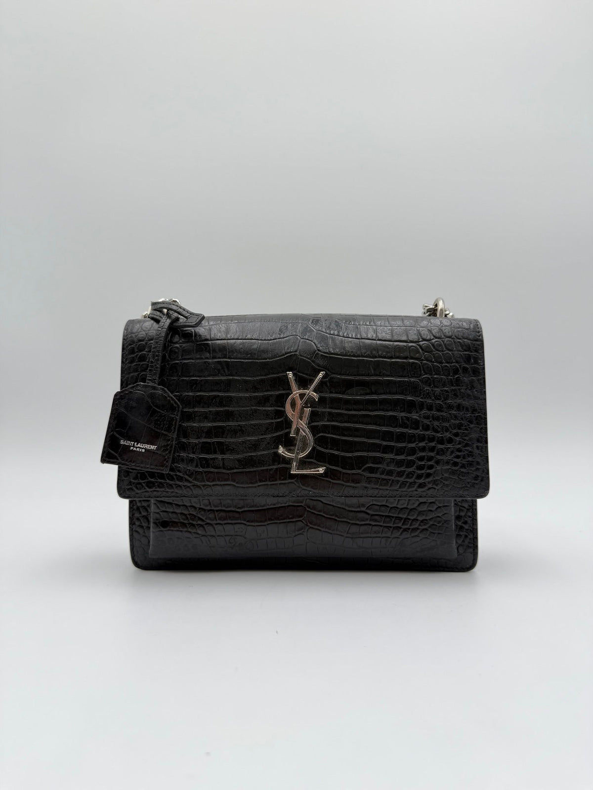Saint Laurent Sunset Black Croc Embossed
