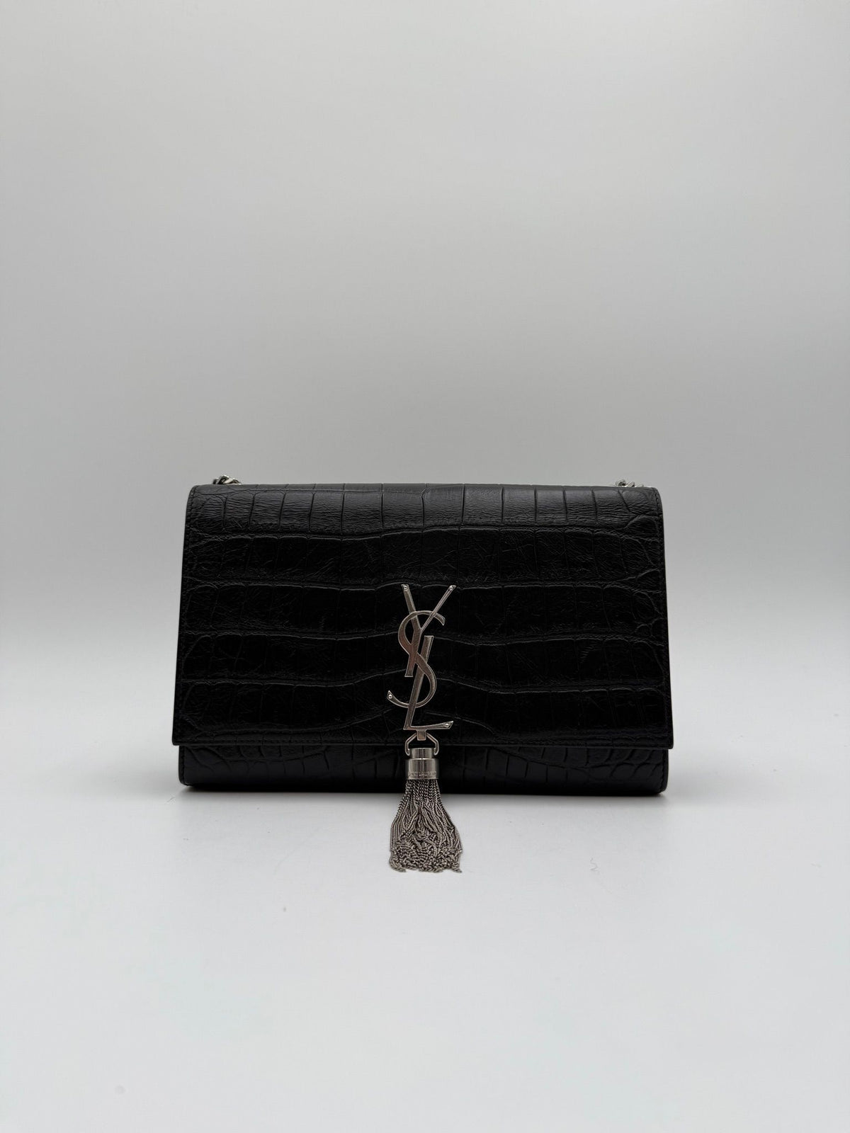 Saint Laurent Kate Small Black Croc Embossed