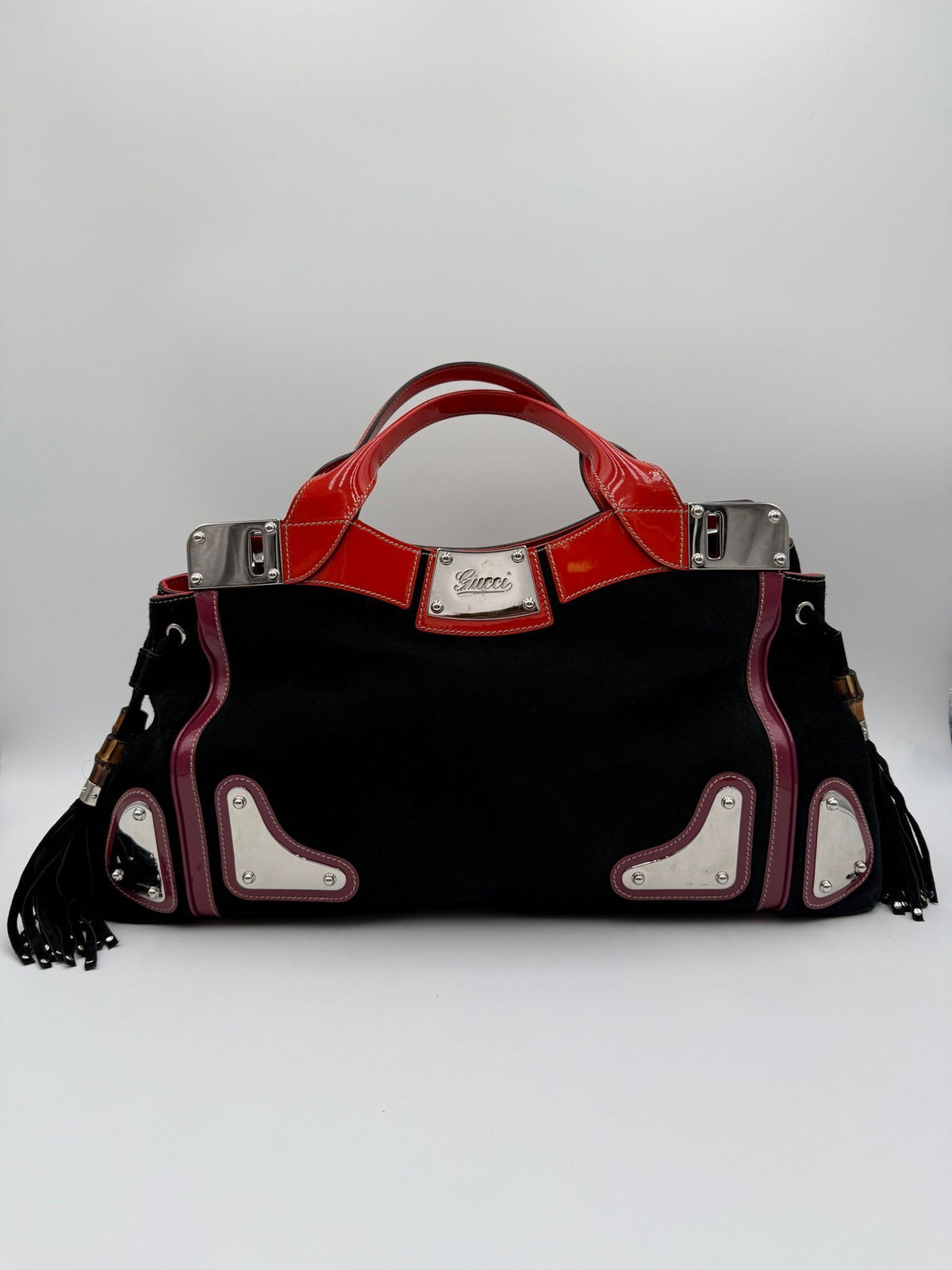 Gucci Medium Suede Race Top Handle