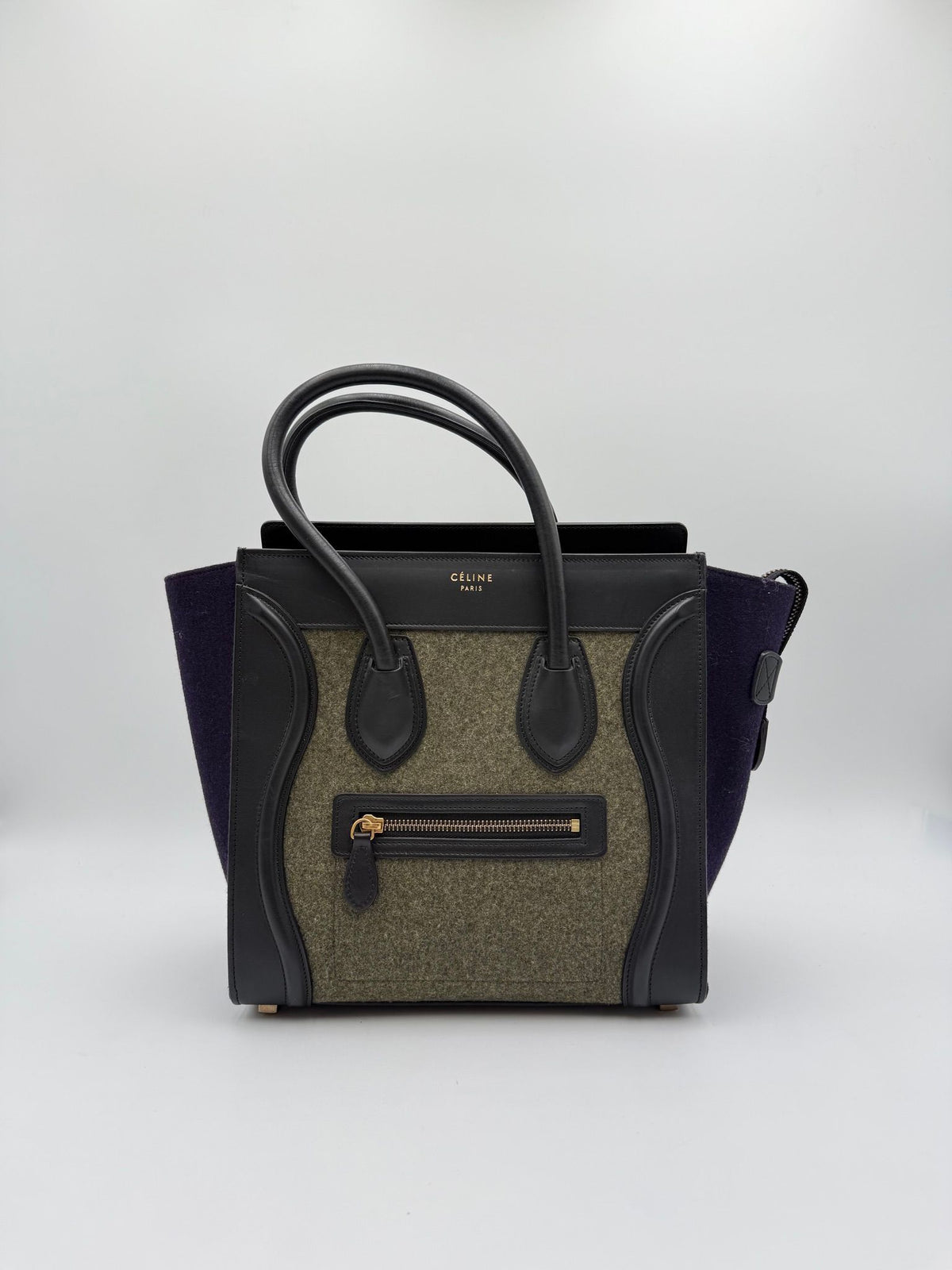 Celine Luggage Micro Grey Purple Felt