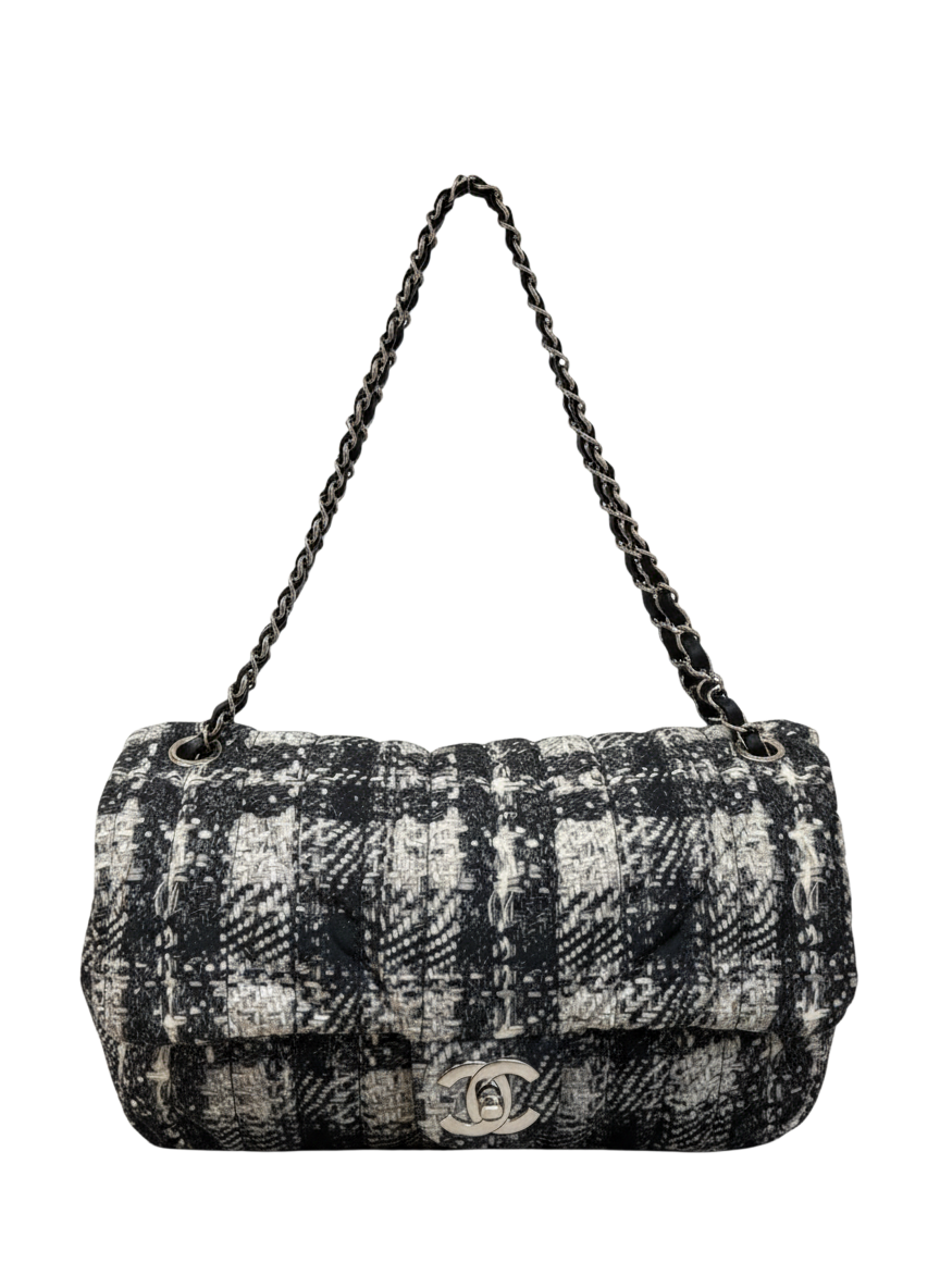 Chanel Flap Bag Quilted Printed Tweed Nylon Maxi