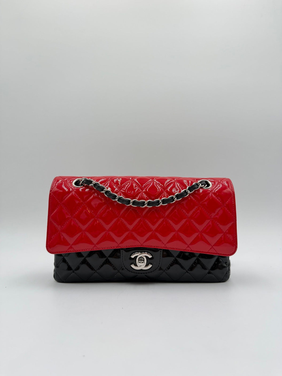 Chanel Double Flap Black Red Patent