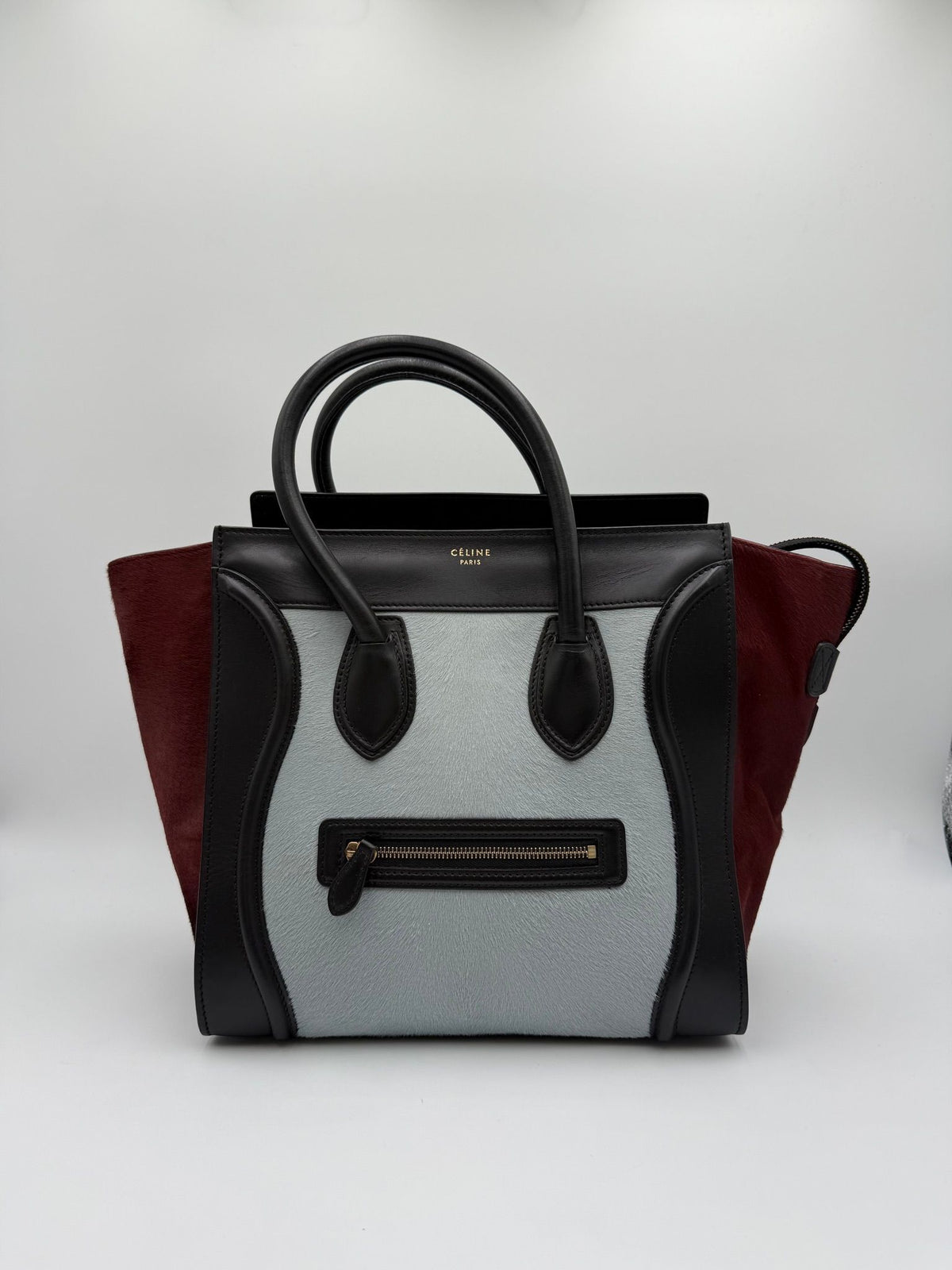 Celine Luggage Mini Blue Burgundy Pony Hair