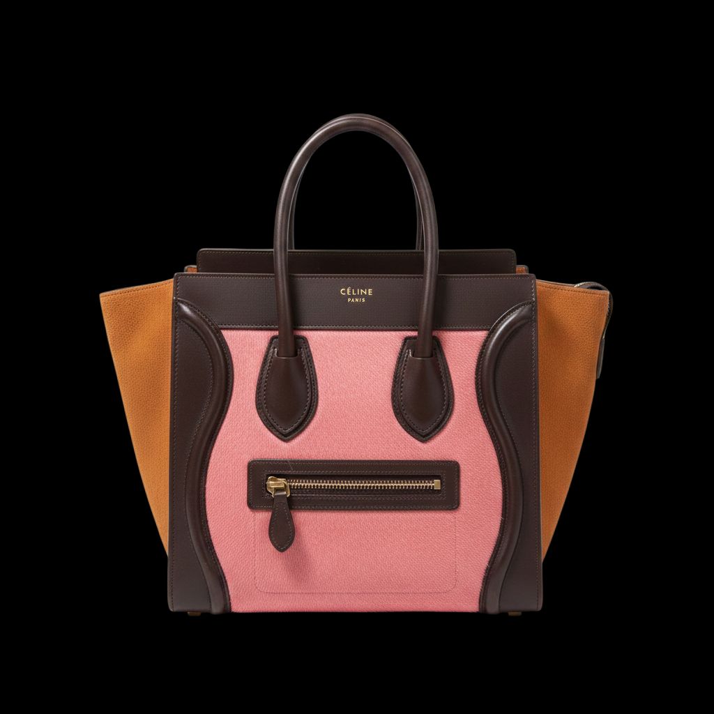 Celine Luggage Pony Hair Pink Brown